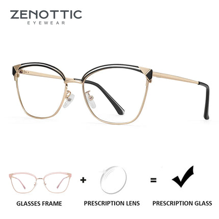 ZENOTTIC Fashion Cat Eye Prescription Glasses Women Anti Blue Ray/Photochromic Eyewear Optical Myopia Progressive Eyeglasses