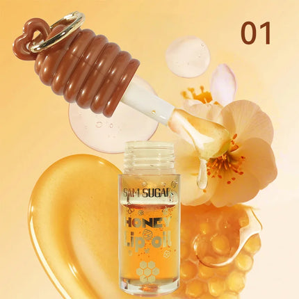 Sam Sugar Honey Lip Oil Deeply Moisturizes and Improves Lip Lines, Offering Both Lip Gloss and Lip Balm Functions, with a Transparent Texture That Gives a Refreshing Feel, Long-Lasting Hydration and Moisture-Locking Propertie