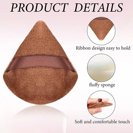 12Pcs Velour Triangle Powder Puff Set w/6 Travel Cases | Hydrophilic Latex-Free for Loose Powder  | All Skin Types Makeup Kit
