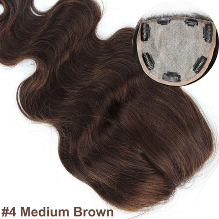 Body Wave Silk Base Lace Closure with Clips in 12x13cm Silk Top Peruvian Virgin Human Hair Topper Black Brown Hair Toupee