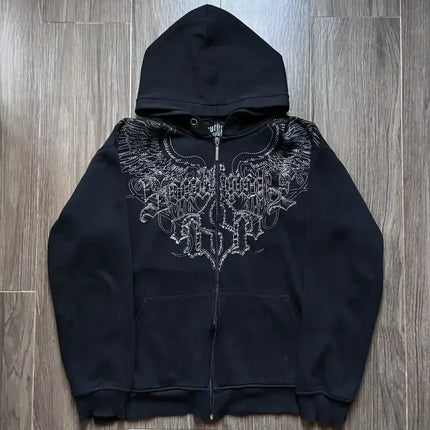 Gothic Dark style Affliction Fashion Hoodie Skull Oversize Zipper Hoodie Men Women Hip Hop Casual Sweatshirt Personality Hoodie