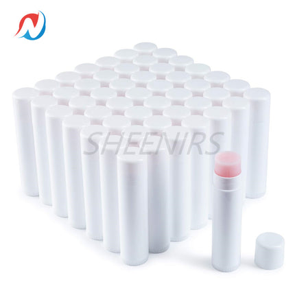 100pcs  3/16 Oz (5.5 ml) Empty Lip Balm Tubes lipstick container Round with White Caps for DIY Lipstick homemade Lip Gloss Stick