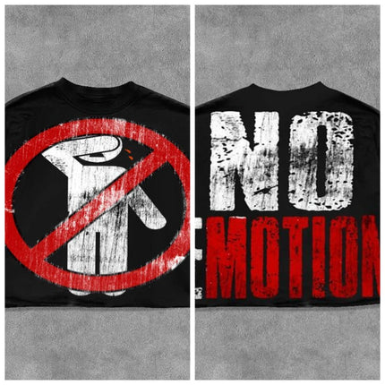 No Emotion Graphics 100% Cotton Cropped T-shirts Men Fashion Street Hip-hop Rock Short-sleeved Women Cotton Round-neck Top