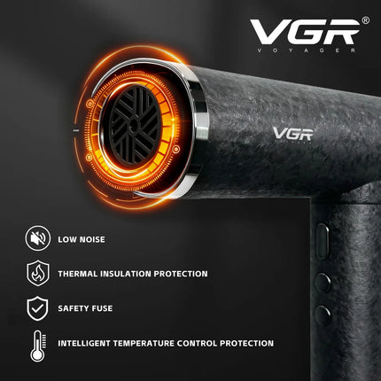 VGR 110000 RPM Professional Hair Dryer Brushless Negative Ions Blow Dryer Super Powerful Wind Lownoise Salon 1900 W Blower 640HD