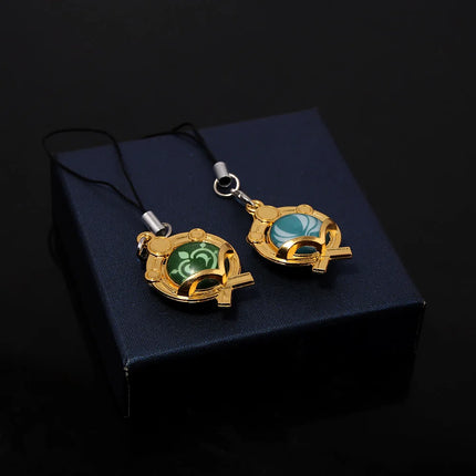 Game Genshin Impact Vision Keychain Luminous 7 Element Double Side Glass Pendant Eye Of Original Keyring Phone Charms Souvenir