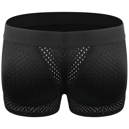 Men Hip Lift Body Shaper Sponge Fake Butt Padded Boxer Briefs Hollow out Breathable Slimming Underwear Body Shaping Enhancement