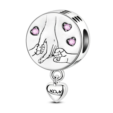 Charm Hot Sales 925 Sterling Silver Charms Beads CZ pave Round Charms Fit Original Bracelet Necklace Charms Jewelry Gift DIY