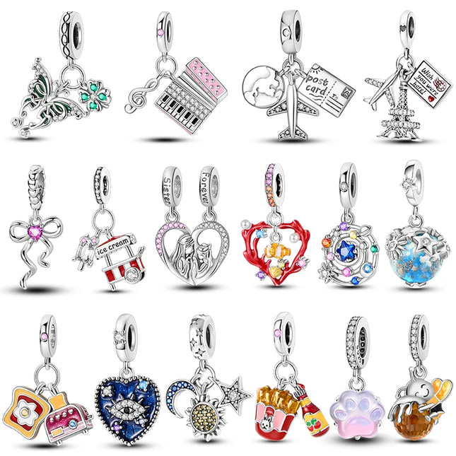 Charms Beads 925 Silver For Women Tulip Starlight Travel Coffee Fit Original Pan Bracelet Pendant DIY Fashion Jewelry Gift