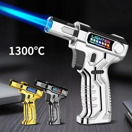 Metal High-temperature High Flame Welding Gun Lighter Windproof Direct Spray Flame Safety Lock Kitchen Cigar Outdoor Lighter