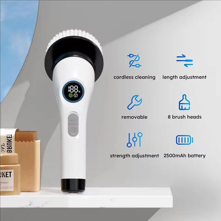 Multifunctional Handheld Electric Spin Scrubber Cleaning Brush with Telescopic Function Bathroom Floor and Kitchen Cleaning Tool