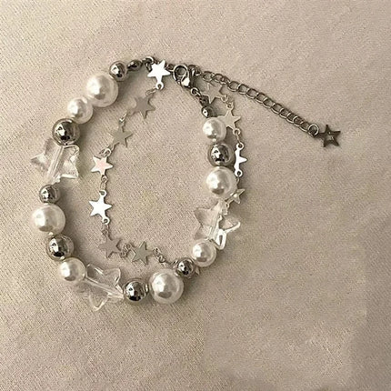 925 Sterling Silver Bracelet Double Layer Pearl Bracelet for Women Girl Vintage Luxury Design Bead Korean Jewelry Charm Bracelet