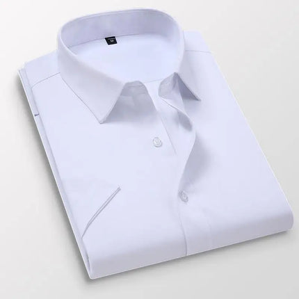Men's Slim Fit Long Sleeve White Shirt Wedding Groomsmen Business Formal Korean Style Polyester Fiber Non-Iron Treatment
