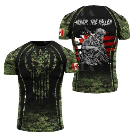 Canada Flag T Shirt Men Maple Emblem Camouflage Tops Pop 3D Jungle Camo Print Proud of Canadian T-shirt Beige Field Short Sleeve