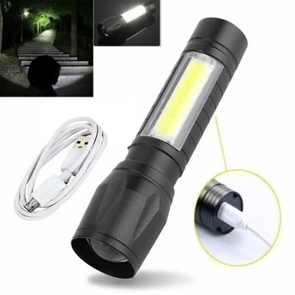 Mini LED Flashlight Portable USB Charging Handheld Emergency Spotlight Waterproof Zoomable Light Ultra Bright Camping Torch