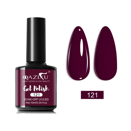 QAZIXU 48 Colors 10ml Red Black White Gel Nail Polish Manicure Semi Permanent Soak Off UV Nail Art Varnish Nail Supplies