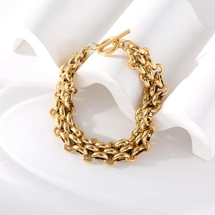 EILIECK 316L Stainless Steel Silver Color Cuban Chain Statement Necklace Bracelet Set Charm Fashion Women Waterproof Jewelry Set