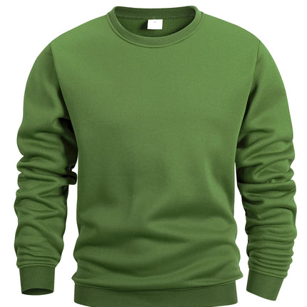 Men's Crew Neck Sweatshirts Solid Color Sweatwear Spring Outdoor Casual Daily Long Sleeve Pullover Hoodie Man Sportswear
