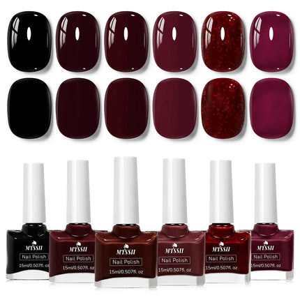 6pc 15ml Red Water-Based Peel Off Nail Polish Set Air Dry Easy to Apply Long Lasting Nail Art Manicure Vernis DIY for Home Salon