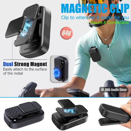Wearable Bluetooth Speaker Mini Magnetic Clip Wireless Speaker 15H Playtime Portable Outdoor Waterproof Hands-free Call Speaker