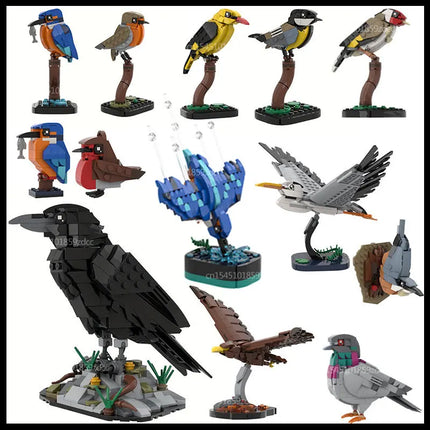 Bird Building Blocks Collection - Raven, Kingfisher, Eagle MOC Set 506 Pieces
