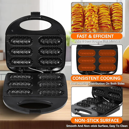 Corn Dog Maker Electric Hot Dog Waffle Maker Toaster Breakfast Machine Double-sided Heating Pan Cake Cooker for Kid Holiday Part