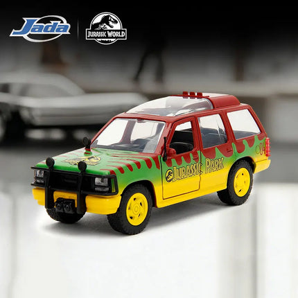 JADA Toys Diecast Model Car 1:32 Scale Collection Jurassic Park 1993 Ford Explorer Tour Vehicle Hollywood Rides