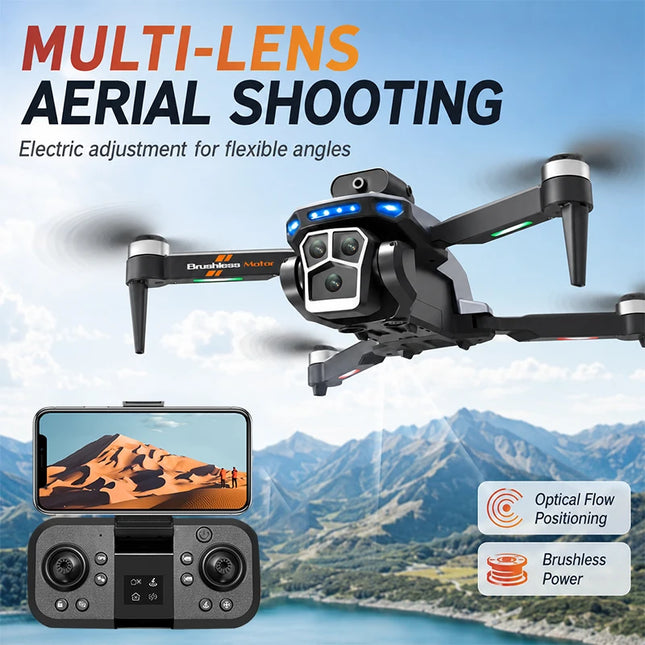 ZNLYRION S158 GPS Drone with Triple 4K HD Camera Brushless Motor 5G FPV Optical Flow Hover 2KM Long Range Foldable RC Quadcopter