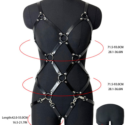 Women PU Leather Harness Set Body Garters Belts Gothic Goth Underwear Suspenders Clothing Accessories