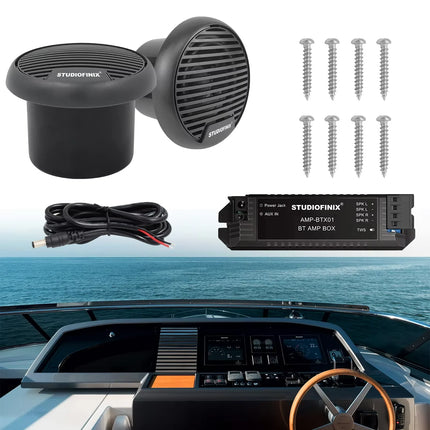 STUDIOFINIX 3'' 160W 2PCS Quality Marine Waterproof Speakers Motorcycle Bluetooth Audio Stereo System For ATV UTV Outdoor Boat
