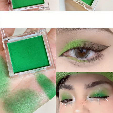 Matte green, monochrome, Christmas brightening eyeshadow tray for long-lasting, delicate makeup, as a blush, for all skin tones