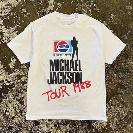 2026 New Michael Jackson Tour 1988 Printed American Breathable Comfortable High-Quality Streetwear T-Shirt