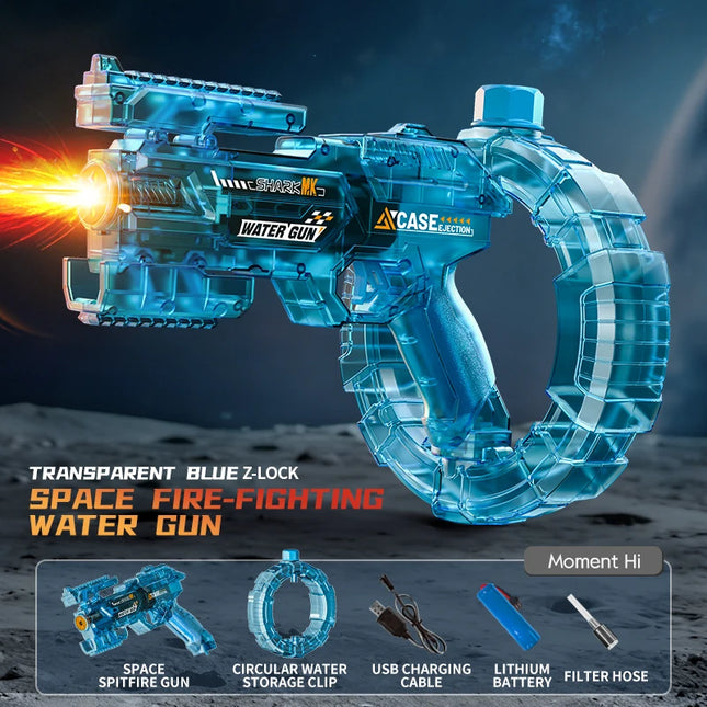 Kids Electric Water Gun Toy with Lights Automatic Continuous Firing Watergun Large Capacity Squirt Gun Outdoor Beach Pool Toy