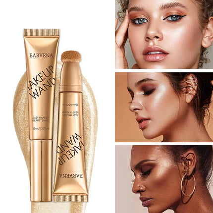 Multifunctional makeup pen blush highlight contouring pen sponge head pearl gloss fine flash brightening beauty stick