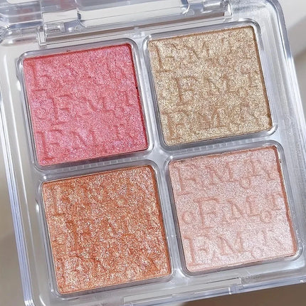 4 Color Face Highlighter Palette Illuminator Palette Natural Glow Waterproof Glitter Shimmer Baked Powder Highlighter Makeup