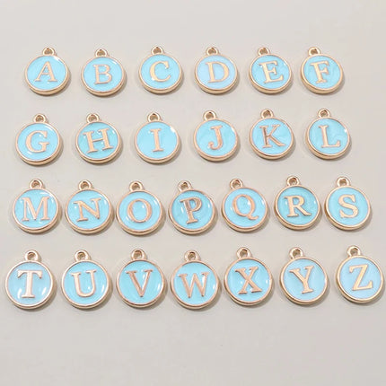 26pcs 12x14mm A-Z Letter Charms Enamel Alphabet Initial Letter Charms Pendant Handmade DIY Bracelet Jewelry Making Accessories