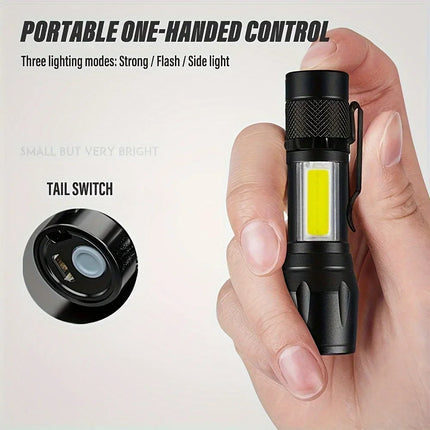 Portable COB+LED Camping Light Flashlight USB Rechargeable Zoom Tactical Torch Lamp Waterproof Emergency Torch Christmas Gift
