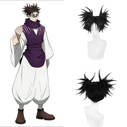 Anime Jujutsu Kaisen Choso Cosplay Synthetic Hair 14-Inch Black Double Ponytail Carnival Daily Party High-Quality Fluffy Wig