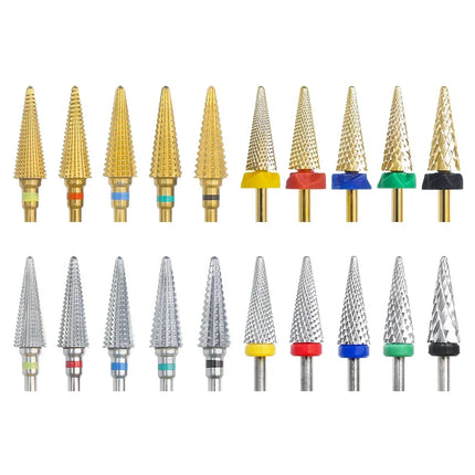 16mm Extra Long Triangle Cone Nail Drill Bits Gold Carbide Milling Cutter Gel Remover Grinding Manicure Tools Accessories 3/32"