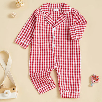 ma&baby 0-24M Newborn Infant Baby Girls Boys Jumpsuit Plaid Print Button Long Sleeve Rompers Casual Fall Spring Clothing D10