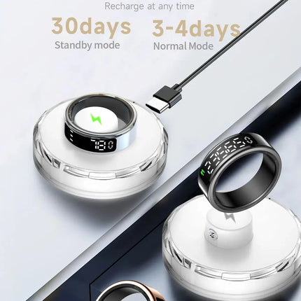 SY01 Smart Ring With LED Screen Bluetooth Health Monitoring Blood Oxygen Sleep Heart Rate Multi-sport Modes Waterproof IP68&5ATM