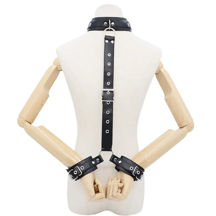 Neck to Wrist Restraints Kit Sexy Women BDSM Fetish Behind Back Handcuffs Collar Adjustable Bondage Set Couple SM Sex Game Tool