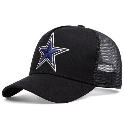 Simple symbol five-pointed star Embroidery outdoors  baseball cap Summer breathability Hip hop mesh cap trucker hat