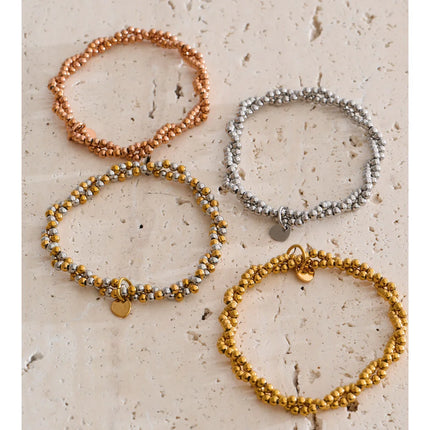 Yhpup Handmade Beads Jewelry Stainless Steel Elasticity Bracelet Bangle Ring Waterproof Fashion Summer Popular Jewelry Wholesale