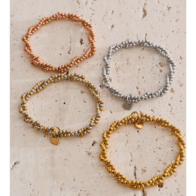 Yhpup Handmade Beads Jewelry Stainless Steel Elasticity Bracelet Bangle Ring Waterproof Fashion Summer Popular Jewelry Wholesale