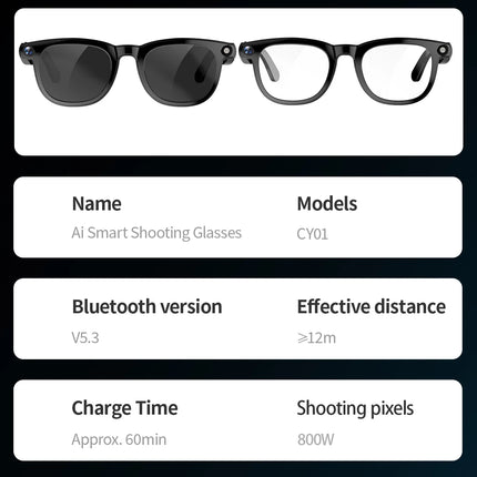 2 in1 4K Smart AI Glasses 800W pixel AI Shooting Camera HD Photo Video Voice Call Translation Waterproof Bluetooth AI Glasses