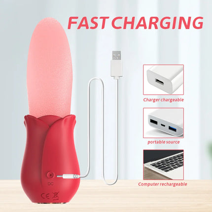 Rose Toys -10 Licking Vibration Modes Clitoris And G-spot Stimulators Unisex Adult Sex Toys For Ultimate Enjoyment Couple Fun