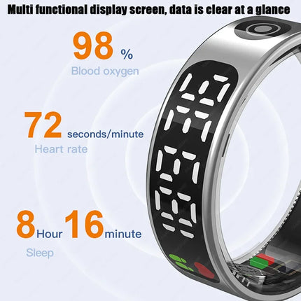 New Smart Ring with Screen 5ATM Waterproof Diving Swim Heart Rate Blood Oxygen Sleep Monitor Multi Sport Mode Gesture Control
