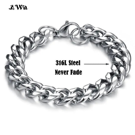 Awit Miniamlist Men Bracelet Gold Jewelry Street Style Stainless Steel 316L 18k Gold Plated Cuban Chain Bracelets For Women