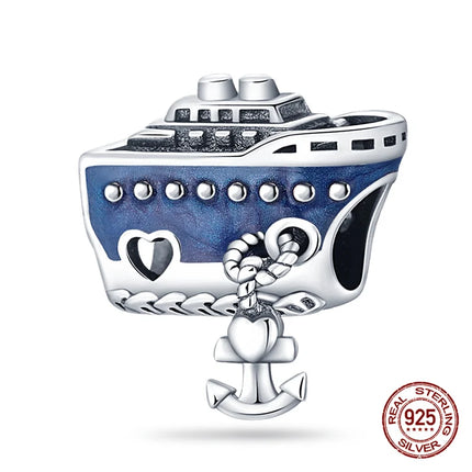 Charm 925 Silver Blue Ocean Life Theme Charm Beads Fit 3mm Original Bracelet For Women DIY Pendants Luxury Jewelry Gift Hot Sale