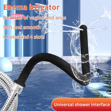 Deep Anal Plug with Washing Tube Long Silicone Buttplug Cleaning Accessory for Couples Vaginal & Anus Shower Sex Toy for Men